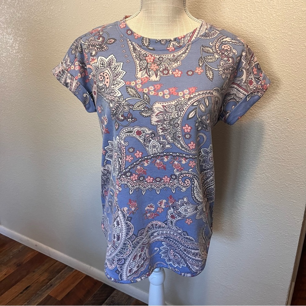 Cupio - Floral Paisley Women's Top - Blue and Pink - Size SP